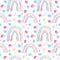 Trans pride - seamless pattern with rainbows and flowers.