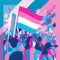 Trans Transgender LGBTQ People Pride March Pink Blue White Parade Protest Colours Joyful Generative AI