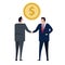 transaction deal handshake coin success two businessman making money