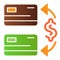 Transaction flat icon. Two credit cards color icons in trendy flat style. Money transfer gradient style design, designed