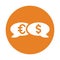 Transaction, swift, payment, wire transfer icon. Orange color vector design