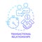 Transactional relationships blue gradient concept icon