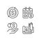 Transactions and payments pixel perfect linear icons set