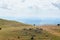 Transalpina road with hills covered with grass, Parang Mountains