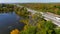 Transcanada highway and fall season colors in the outskirts of Montreal