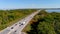 Transcanada highway, Lake of Two Mountains Bridge and fall season colors in the outskirts of Montreal