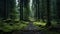 Transcendent Forest Path In Poland: A Dark Green And Emerald Journey