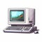 Transcendent Nature: Retro Computer With Colored Cartoon Style Monitor