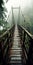 Transcendentalist Bridge In The Woods With Fog