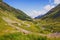 Transfagarasan winding road in Fagaras Mountains, Romania, crossing the mountains. Beautiful view on a part of the swirling