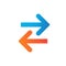 Transfer left and right arrows icon.Can be used for mobile concept and web design. Left right arrows simple line vector icon.