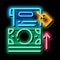 transfer money to paper neon glow icon illustration