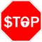 Transfer, use of the dollar. Lock symbol prohibiting bank currency sign. Dollar symbol, under the lock, stop symbol.