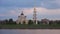 Transfiguration Cathedral on the banks of the Volga river, evening. Rybinsk