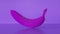 Transformation of a 3D pixel into a purple digital banana. 3D animation of seamless loop