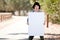 Transgender with blank poster board sign