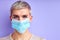 transgender male in medical mask isolated