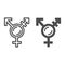 Transgender symbol line and solid icon, LGBT concept, symbol combining gender symbols on white background, sexual