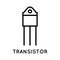 Transistor line icon, electronic component in simple style isolated on white background. Vector sign in simple style