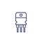 transistor, semiconductor line icon on white