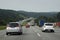 Transit of many cars and trucks on the Bandeirantes Highway towards the interior of the state.