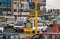 Transit Police woman guides traffic on busy intersection Lima, Peru