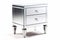 Transitional Glamour: Mirrored Nightstand with Crystal Knobs on White Background