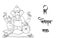 Translation : Shree Ganeshay namah, Ganpati Black and white outline illustration, happy Ganesh chaturthi