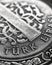 Translation: Turkish lira. Fragment of 1 lira coin close-up. National currency of Turkey. Black and white vertical stories for