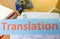 Translation word over blur office table