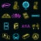 Translator icons set vector neon