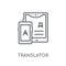 Translator linear icon. Modern outline Translator logo concept o