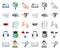 Translator and linguist cartoon,mono icons in set collection for design. Interpreter vector symbol stock web