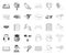 Translator and linguist mono,outline icons in set collection for design. Interpreter vector symbol stock web