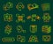 Translator profession icons set, outline style