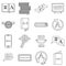 Translator profession icons set, outline style