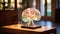 Translucent Glass Brain Sculpture Illuminated on Marble Pedestal