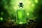 Translucent Green vial bottle perfume. Generate Ai