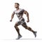 Translucent Hyper Realism: Human Bodybuilder Athlete Running On White Background