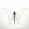 Translucent Layers: White And Black Dragonfly Illustration In Soft Minimalism Style