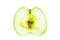 Translucent luminous transverse section of green apple