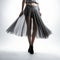 Translucent Overlapping: A Stylish Low-angle Photo Of A Woman In Gray Skirt