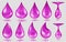 Translucent purple water drops