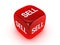 Translucent red dice with sell sign