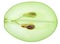 Translucent slice of green grape fruit