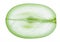 Translucent slice of green grape fruit