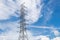 transmission High voltage electricity pylon with blue sky background