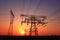 The transmission tower silhouette of the evening