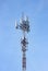 Transmission towers mobile phone on clear sky