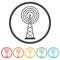 Transmitter simple icon, Transmitter tower icon, 6 Colors Included